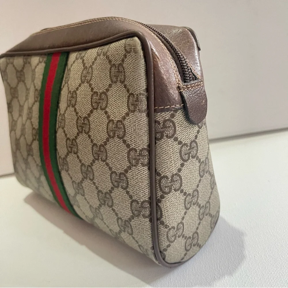 GG Monogram Canvas Pouch Bag with Green Red Stripe - Picture 4 of 8